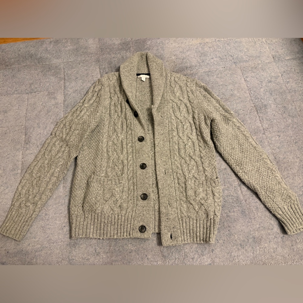 GAP Men's Gray Cable Knit Cardigan